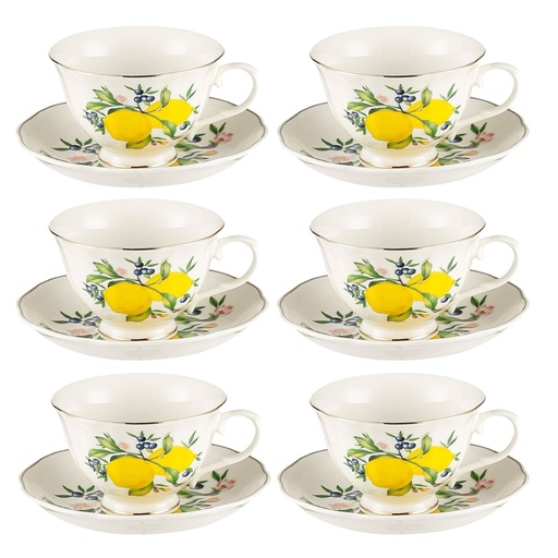 [6981606508692] SET DE TAZAS/PLATOS LIMON X12PCS, PORCELANA