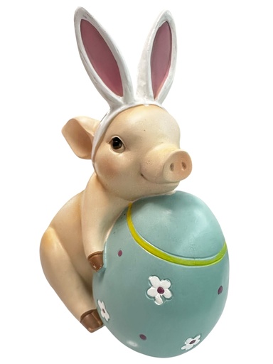 [010367304] CERDITO CON HUEVO DE PASCUA 15.5X23CM