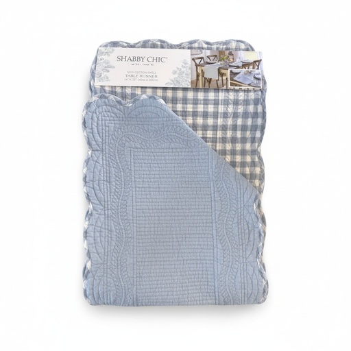[054888788] CAMINO DE MESA CUADROS REVERSIBLE CELESTE 35X182CM