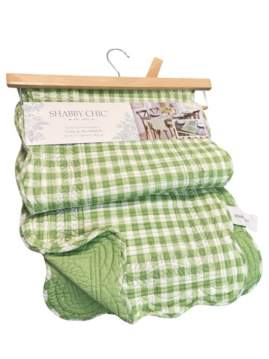 [166445] CAMINO DE MESA CUADROS VERDE REVERSIBLE VERDE 35X182CM