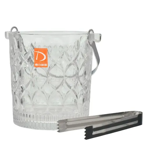 [866055] HIELERA DE VIDRIO CON PINZAS REF:IB947/G/TBT001E/L1 Ø12X13CM