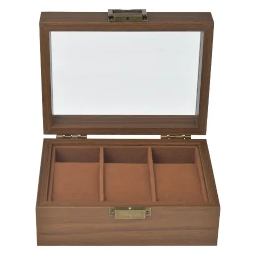 [903020] CAJA ORGANIZADORA DE RELOJES TRIPLE ESPACIO - MADERA CAFE REF:ES28034 17X12X7CM
