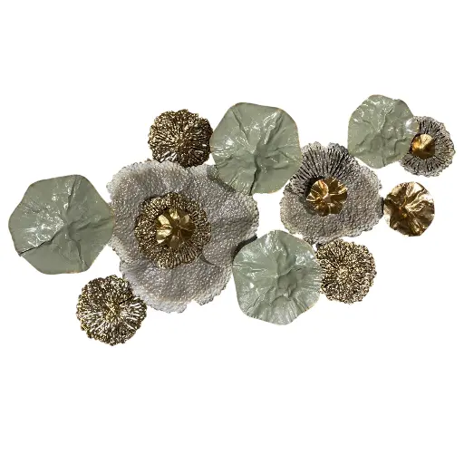 [570131] APLIQUE DECOR METALICO FLORES DORADO/VERDE REF:ES28788/16169 133X69X9.5CM