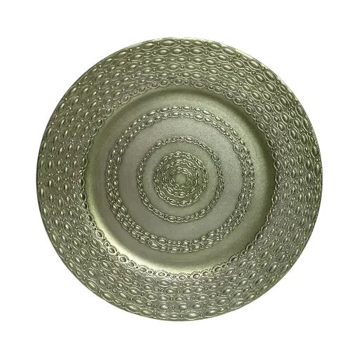 [250648] PLATO BASE PLAST. PELTRE COLOR VERDE REF:JQY19-2393 Ø33CM