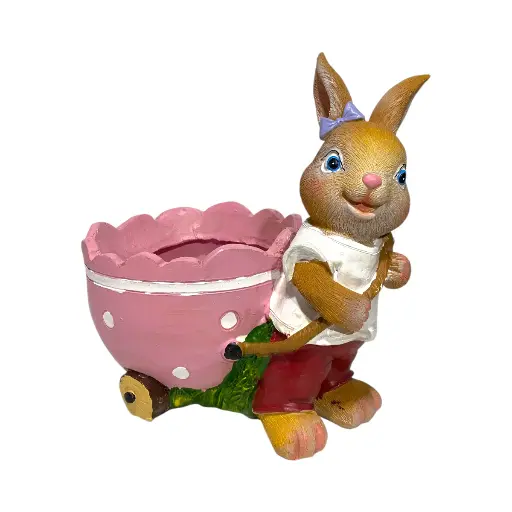 [FI-2026-2537] CONEJO CON MACETA POLIRESINA 16X14X18CM 