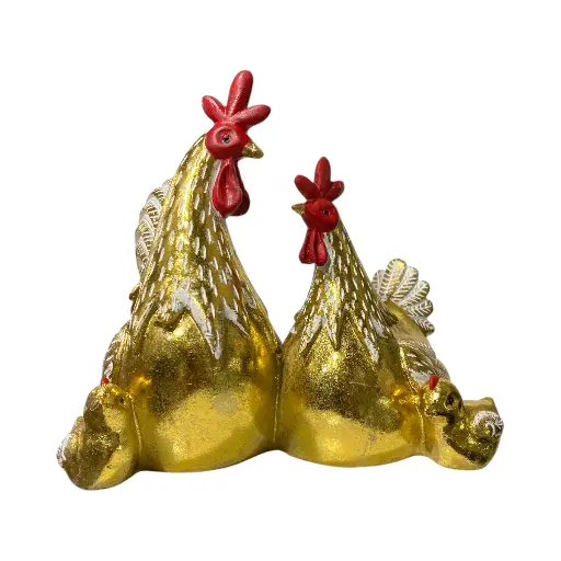 [FI-2026-2558] FAMILIA GALLO GALLINA POLLITOS POLIRESINA 18X13X16.5CM