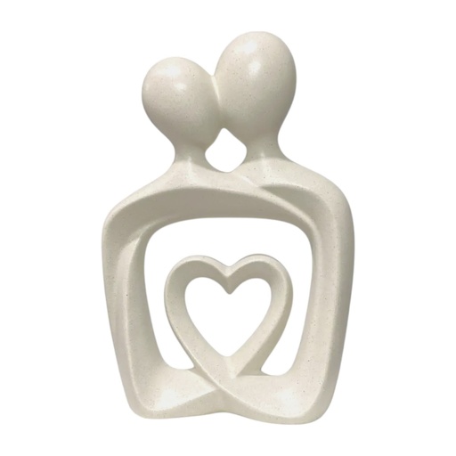 [748362] Figura de pareja, abrazo eterno, tono marfil, resina. 17x7x25cm - Ref:ES28733