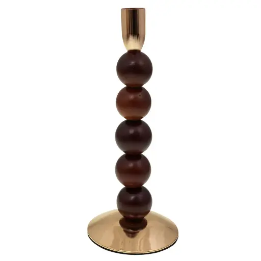 [311894] CANDELABRO METAL, ESFERAS MADERA REF:ES28763 10X25CM