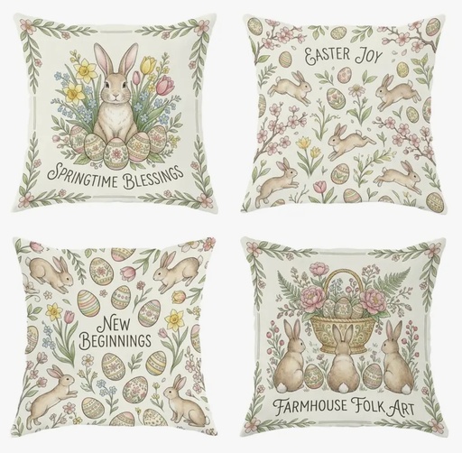 [60825123] FORRO DE COJIN PASCUA CONEJO Y HUEVO