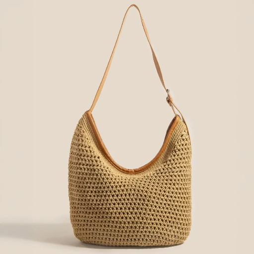 [C-HK30] CARTERA DE PLAYA CAFE TEJIDA 