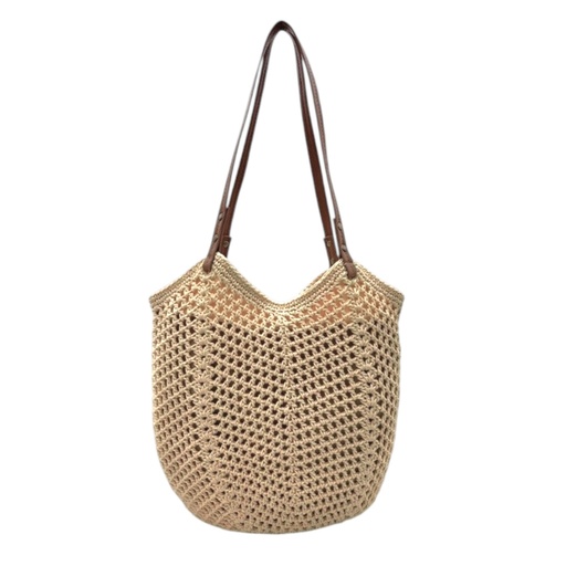 [C-HK76] CARTERA DE PLAYA TEJIDA BEIGE