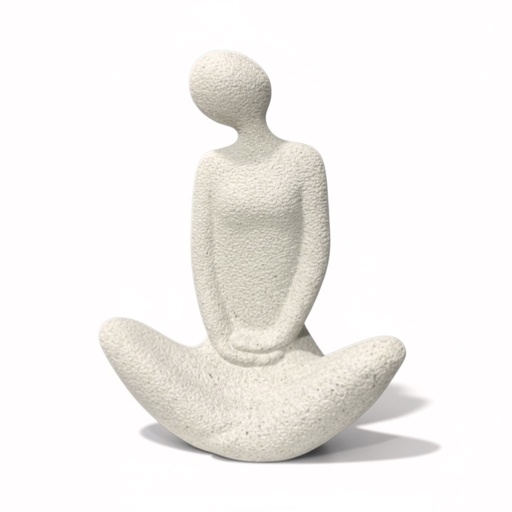 [426539] FIGURA DECORATIVA CREMA MEDITACION POLIRESINA TEXTURA ARENA 15X9X19CM REF:ES28741