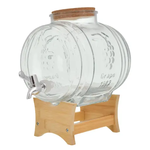 [403046] DISPENSADOR DE BEBIDAS/VIDRIO CON BASE MADERA REF:SAN5454 29X30X19CM 5LT.