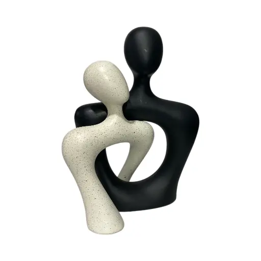 [FH25008] FIGURA PAREJA BLANCO/NEGRO POLIRESINA 16X12X21CM
