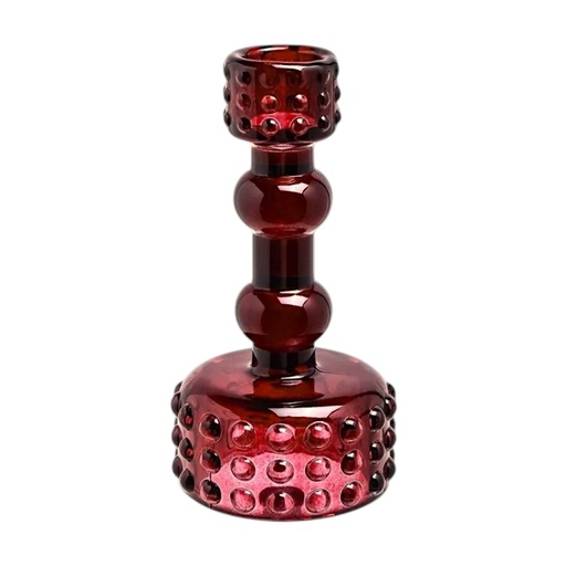 [976467] Candelabro de vidrio rojo, 6.50x13.5cm, REF:HM1188