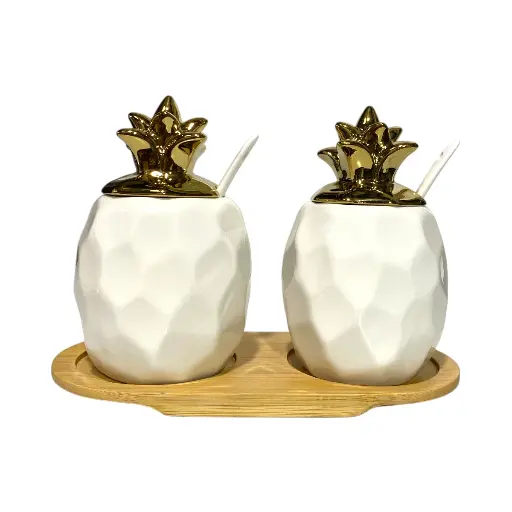 [GABY14527] SET DE ENVASES DECORATIVOS DE CERAMICA 19.5X9.5X14CM