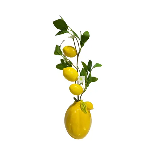 [GABY15014] JARRON CERAMICA LIMON, CON RAMA DE LIMON 10X10X43CM