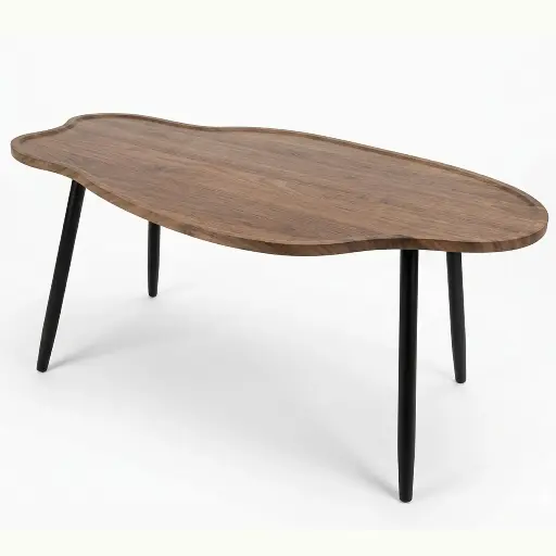[728309] MESA DE CENTRO NOGAL MDF Y METAL REF:HM1979/YM087 100X60X48CM 