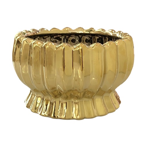 [72007-161] MACETA CROMADA DORADA 14X9CM