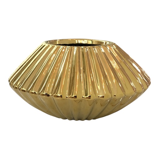 [72007-69] MACETA CROMADA DORADA 19X10CM