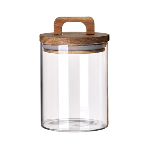 [2602081429015] FRASCO DE VIDRIO CON TAPA DE MADERA HERMETICOS 9X14CM 400ML 