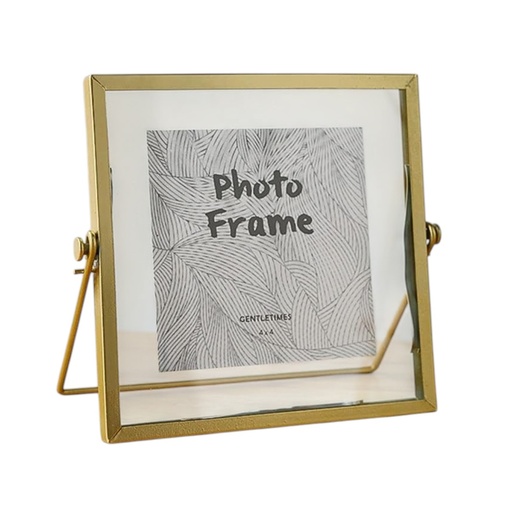 [CS21238] PORTA RETRATO DORADO METALICO 4"X4" / 15X14 CM