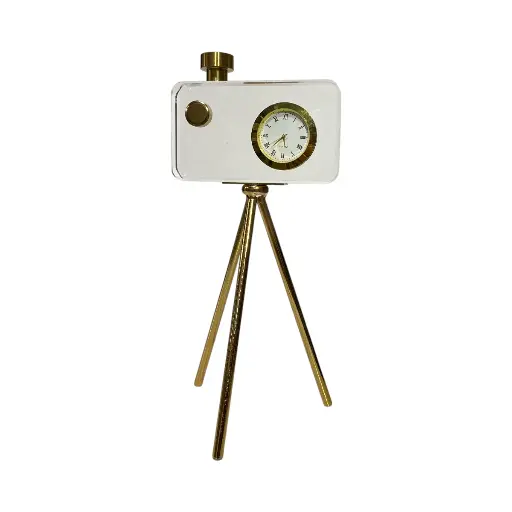 [CS26589] CAMARA DECOR DE CRISTAL/METAL CON RELOJ 12X10X26.5