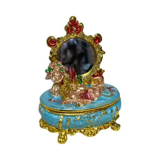[CS23842] JOYERO COQUETA METAL ENLOSADO 7X5X9CM