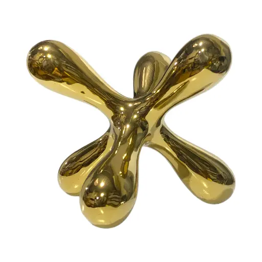[CS26524] ESCULTURA DECOR DORADA CERAMICA FORMA MATATENA 15X15X10CM