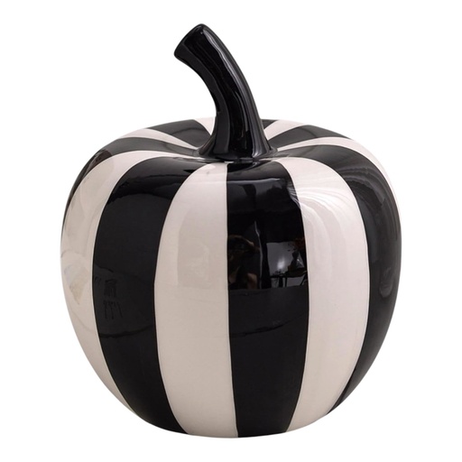 [CS26527] MANZANA DE CERAMICA NEGRA/BLANCO 17X20CM 