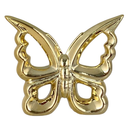 [25079100] Mariposa de cerámica dorada, 17.5x3.5x15.5cm.