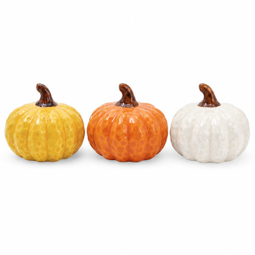 [25079133] Calabaza pequeña de cerámica 3 colores, 9x8cm