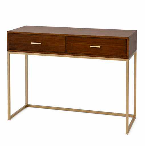 [EXC04] CONSOLA RECIBIDOR MADERA NOGAL - BASE HIERRO 120X91X40CM
