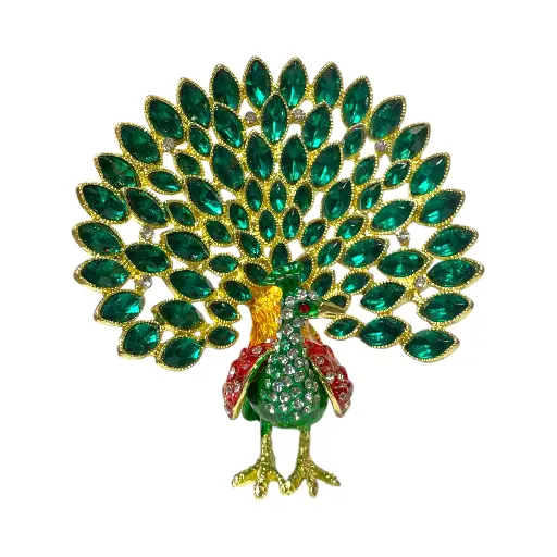 [24538] JOYERO METALICO/ENLOSADO PAVO REAL 9X10CM 