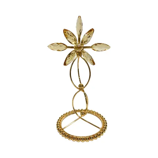 [CS27001] CANDELABRO DE HIERRO/VIDRIO DORADO 13.5X18.5CM
