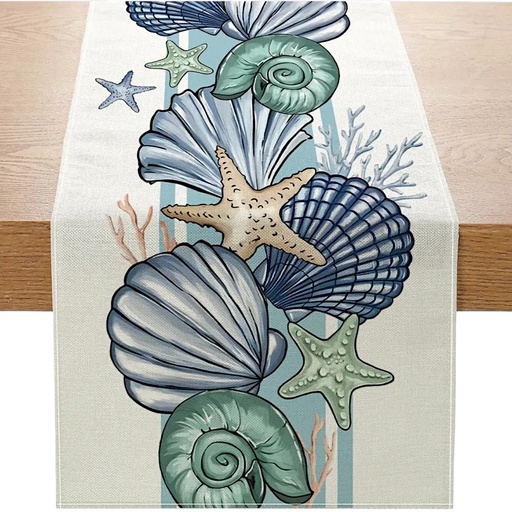 [TMCDM01] Camino de mesa conchas de mar, 180x34cm