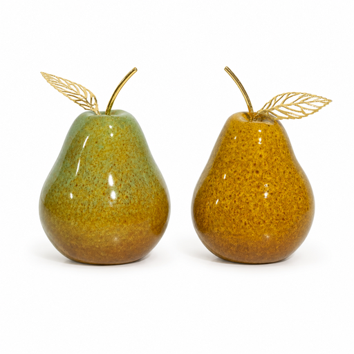 Pera Decorativa de Cerámica Premium, estilo Glam. 9x13cm