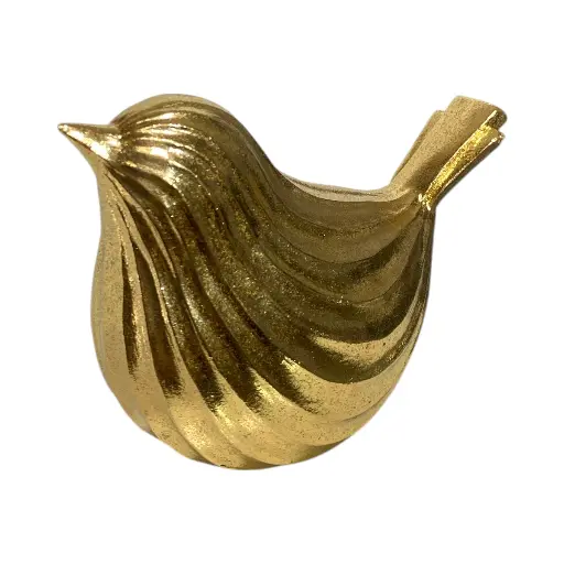 [735183] Figura Decorativa Pájaro de Poliresina Dorado, Ref:TG762841 14x8x10.5cm