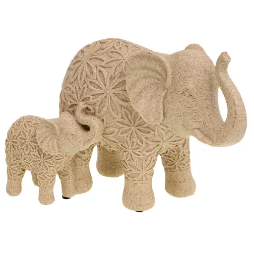 [296450] Figura Decorativa Elefante y Cría de Poliresina - Estilo Natural Morani, Ref:TG173193 27x14x17cm