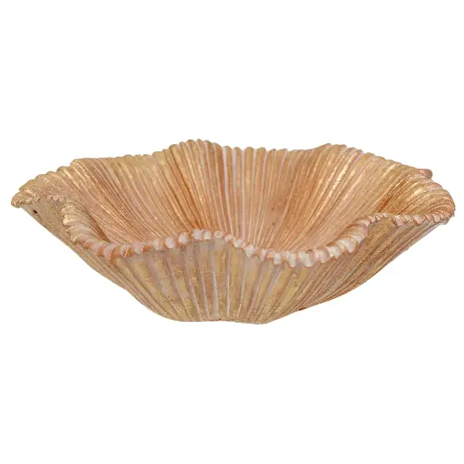 [605521] Bandeja Decorativa Ondulada de Poliresina Dorada - Estilo Moderno Chic. Ref:TG172150 21x20x6cm 