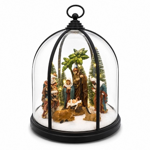 [6981606519698] Nacimiento en Cúpula con luz y musical, 3AA1.5V o USB C. Ø26cm x 35cm 