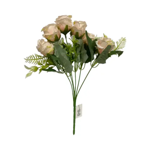 [196436] Flor artificial, crema tela y pvc, 32cm   