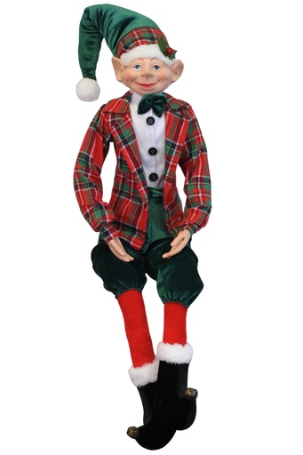[8679811917337] Elfo Navideño rojo con verde Cuadros, 20x12x100cm   