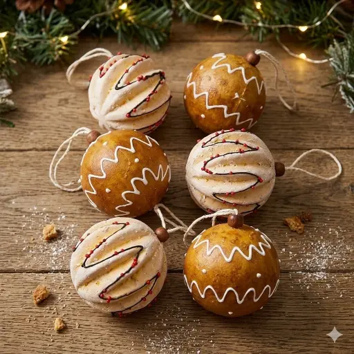 [9682000002799] Bombillo de Navidad Galleta Jengibre, Set x 6. Ø8cm