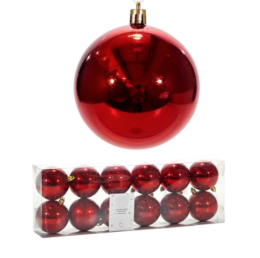 [9682000002096] Esfera navideña Roja 8cm, Set x 12pz.  Ref:IC01-126395