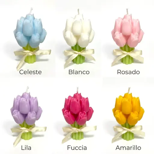 [2603231545289] Vela Ramo Tulipan 6 colores, Ø7cm x 10cm