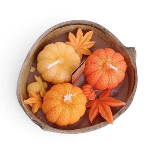 [2603231545210] Vela Calabaza en candelabro de coco, 11x12x6cm