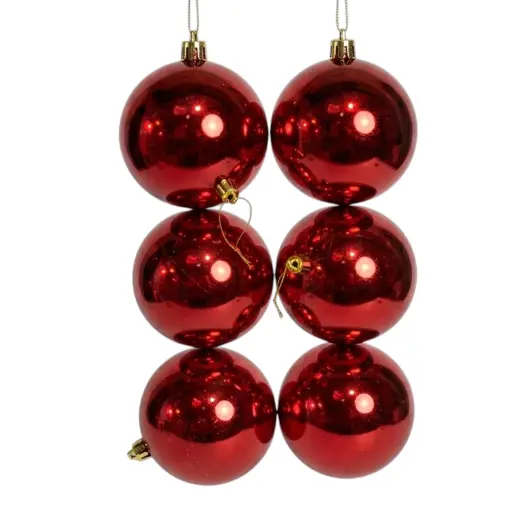 [9682000002287] Esfera navideña roja 10cm, set x 6pz. Ref:IC01-126698-15