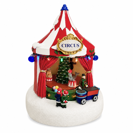 [224250] Circo navideño con luz y música, poliresina. 3 pilas AA. Ref:DF64765 (Ø 20cm x 25cm)