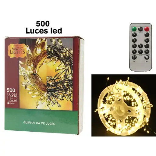 [211930] Luces micro LED C/V luz cálida 500L, 12.5 m. cable: 180cm. Ref:AL-26925